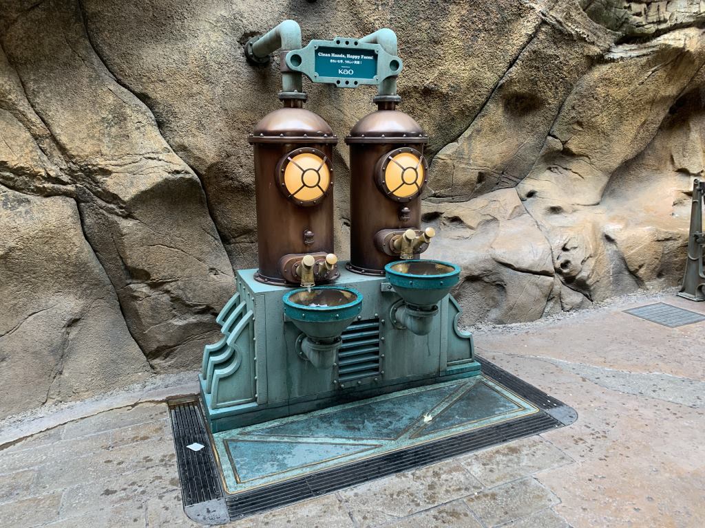 Soap dispensers at Tokyo DisneySea that dispense soap in the shape of Mickey Mouse's head.