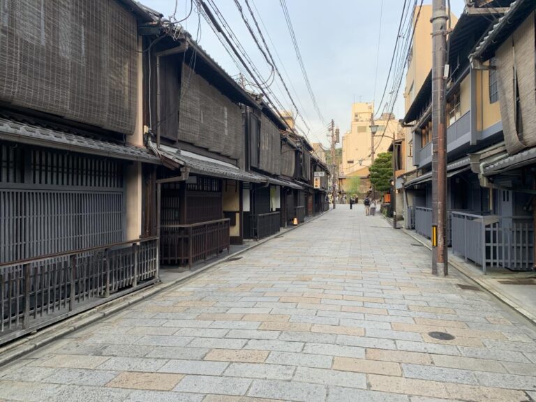 Empty road in the Gion district of Kyoto