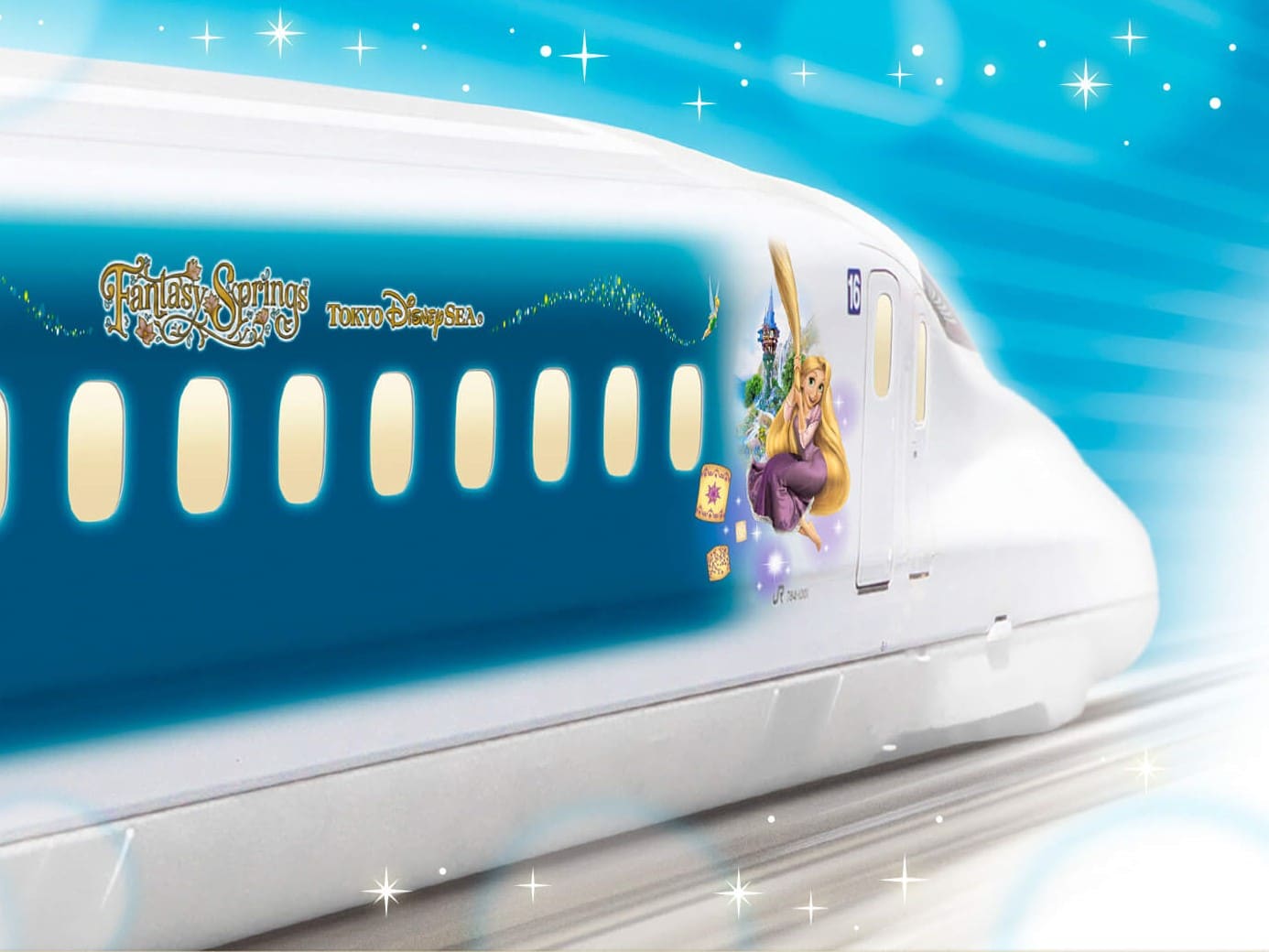 Tokyo Disney shinkansen showing Tangled drawings