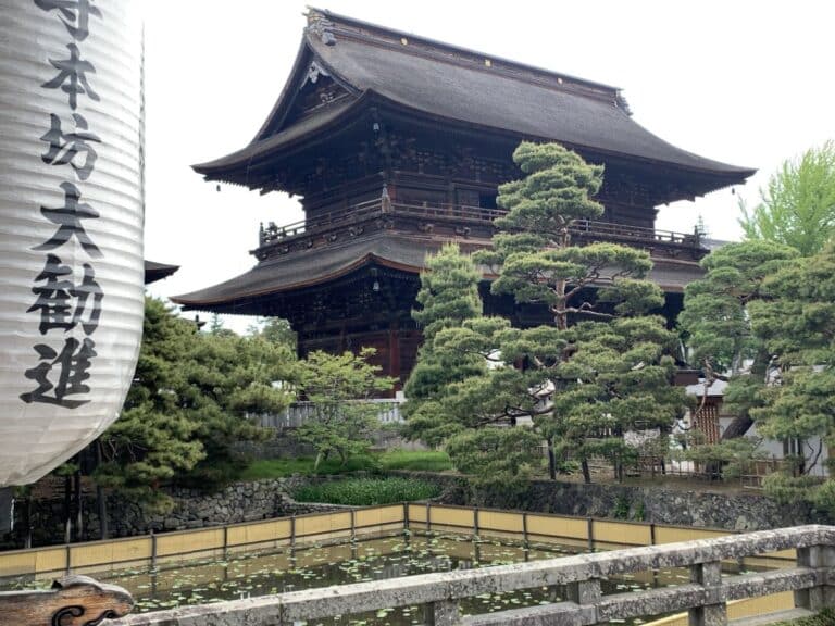 View of the Saramon gate of Zenkoji Temple in Nagano