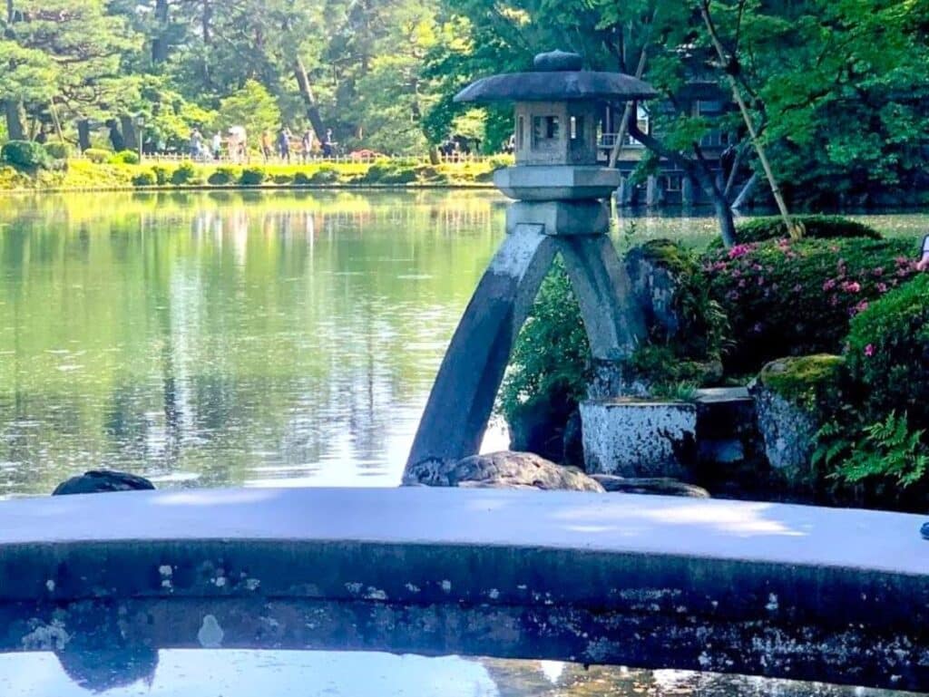 the famous stone lantern in Kanazawa's Kenrouken Garden