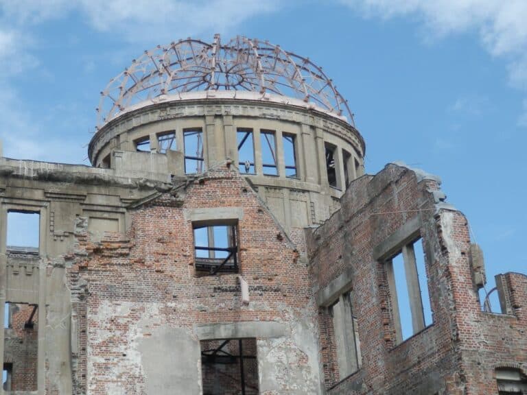 View of the open top of the Atomic Bomb dome in Hiroshima