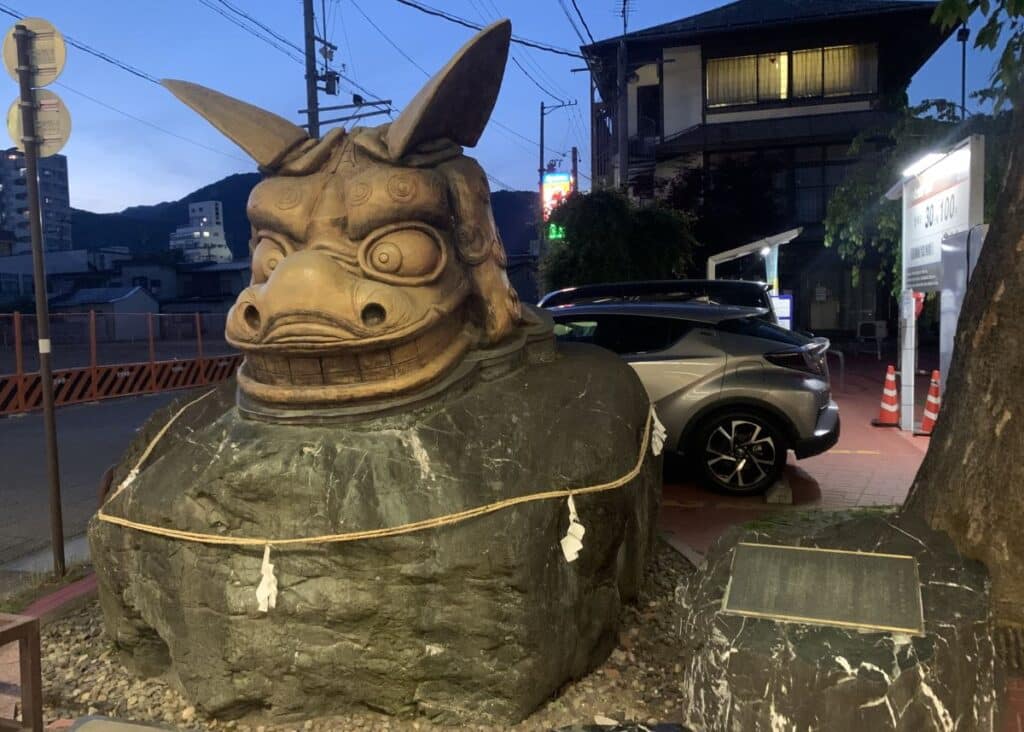 Statue of a bull/minotaur in Gondo Nagano