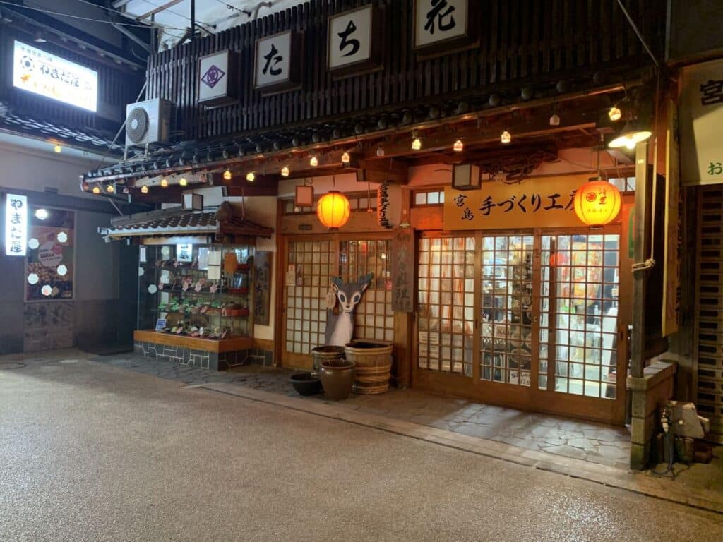 Shop on the main street of Miyajima closed up for the night
