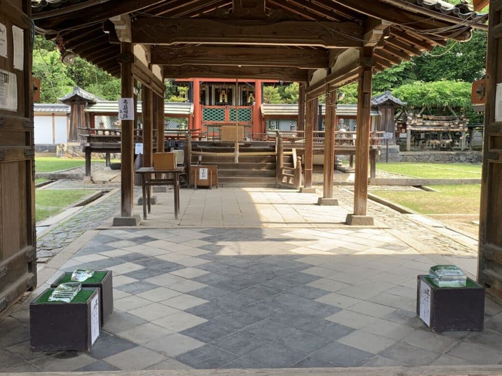 Blocks of ice outside the Himuro shrine in Nara - they are used for fortune telling