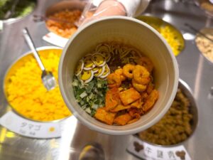 Looking inside my customised Cup Noodle at the Cup Noodles Museum in Yokohama.
