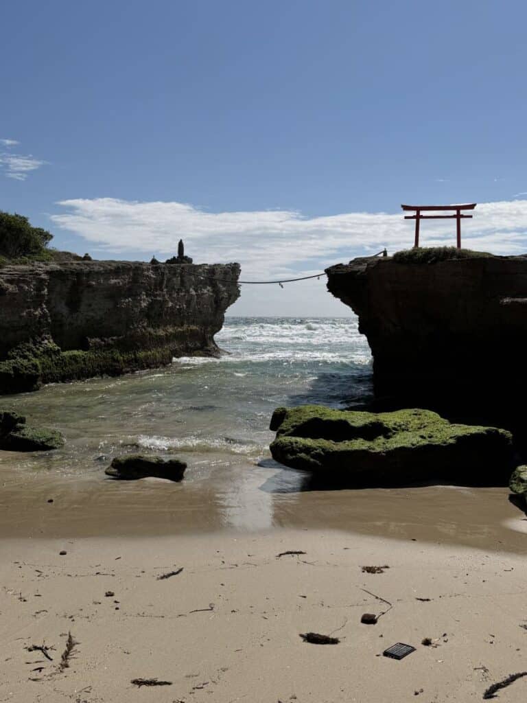 Shrine sits on cliffs over the sea near Shimoda, Izu Peninsula