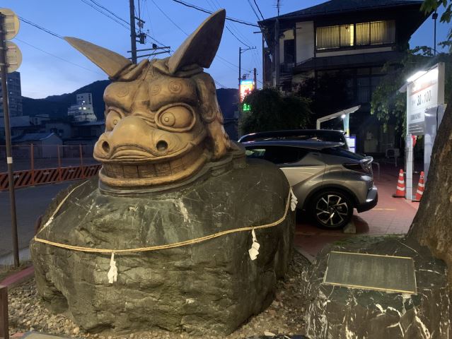 statue of a bull in the Gondo area of Nagano