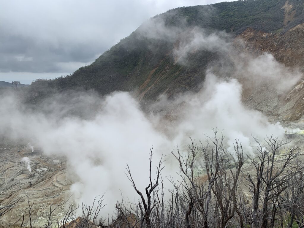 Volcanic steam over the Owakudani area in Hakone