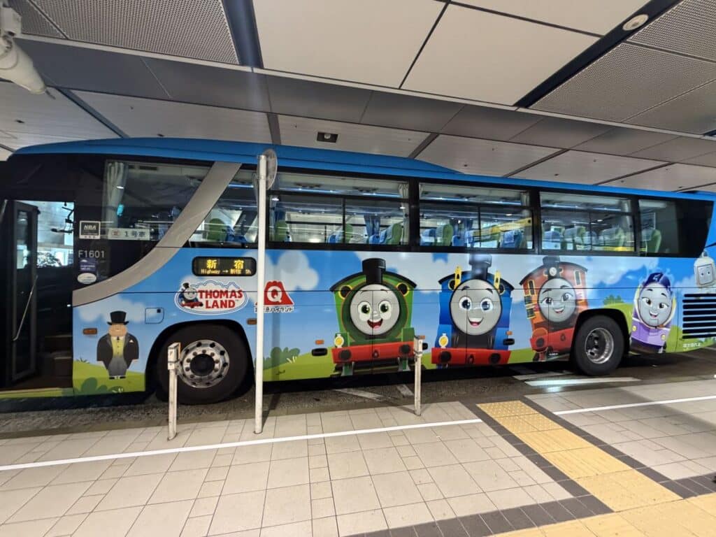 Thomas the Tank Engine themed bus at Tokyo Station going back to Kawaguchiko