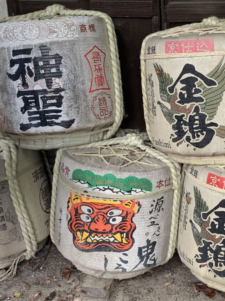 Sake barrels in Fushimi sake area